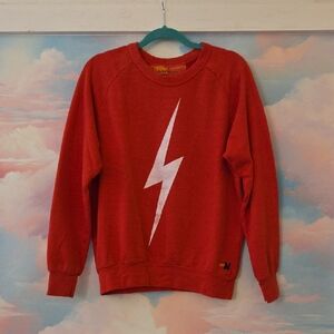 Aviator Nation Red Sweatshirt with White Lightning Bolt
